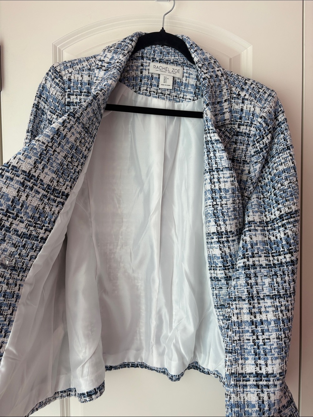 Rachel Zoe Navy and White Tweed Double-Breasted Blazer - Picture 8 of 9